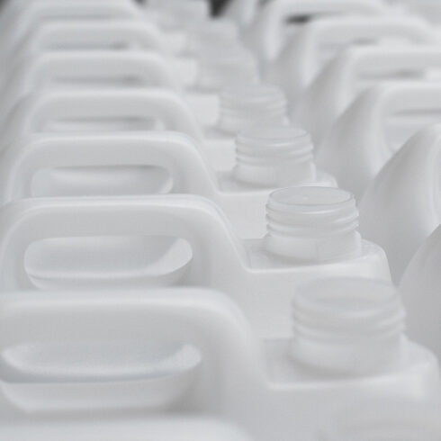 rows of white bottles