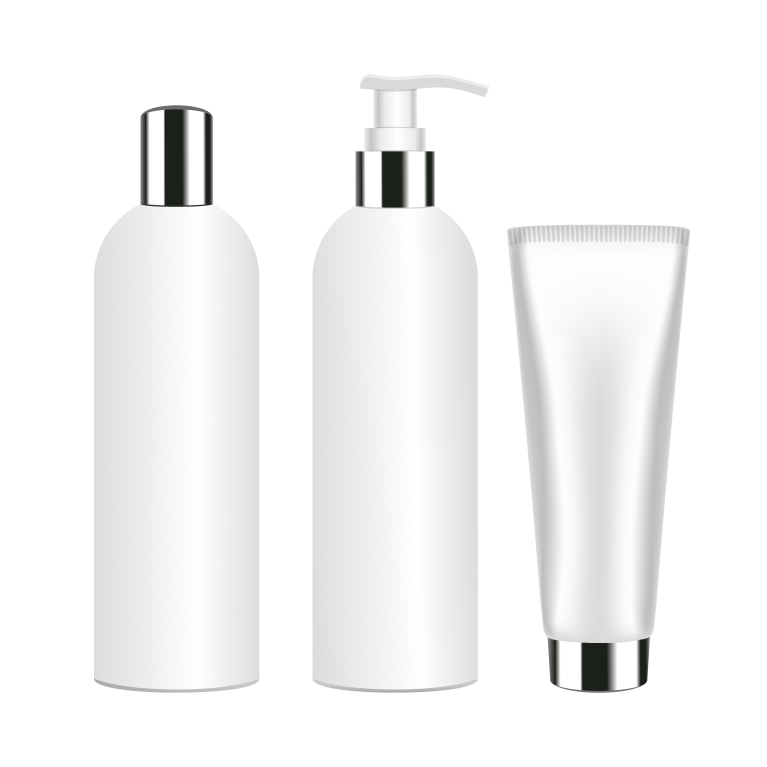 white personal care bottles