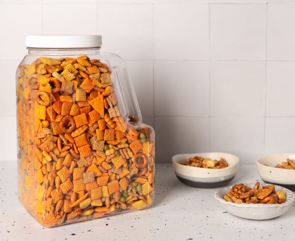 160 oz PET bottle filled with snack mix