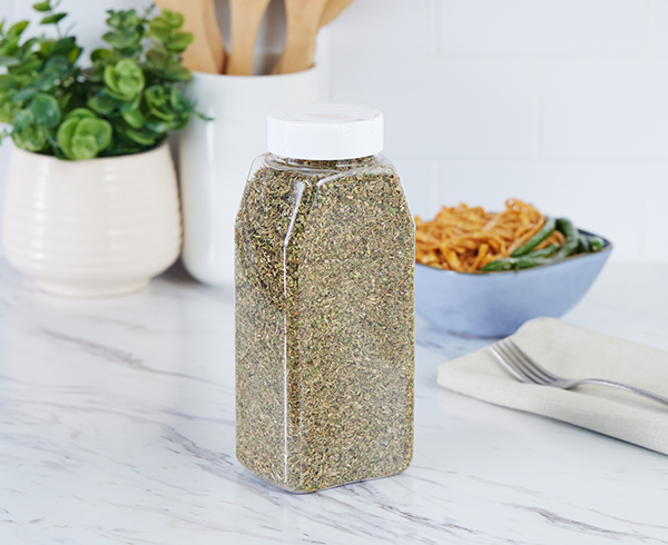 oblong spice bottle with seasoning