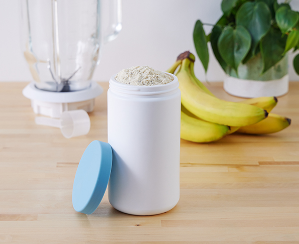 protein powder in wide mouth canister