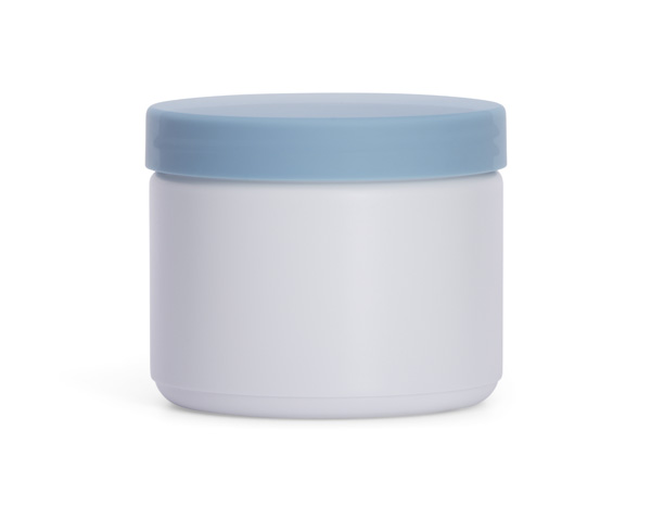 12 oz wide mouth canister with blue cap